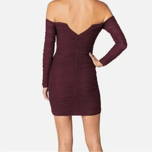 Dress the population Ruched Bodycon Dress women’s size large - Picture 3 of 12